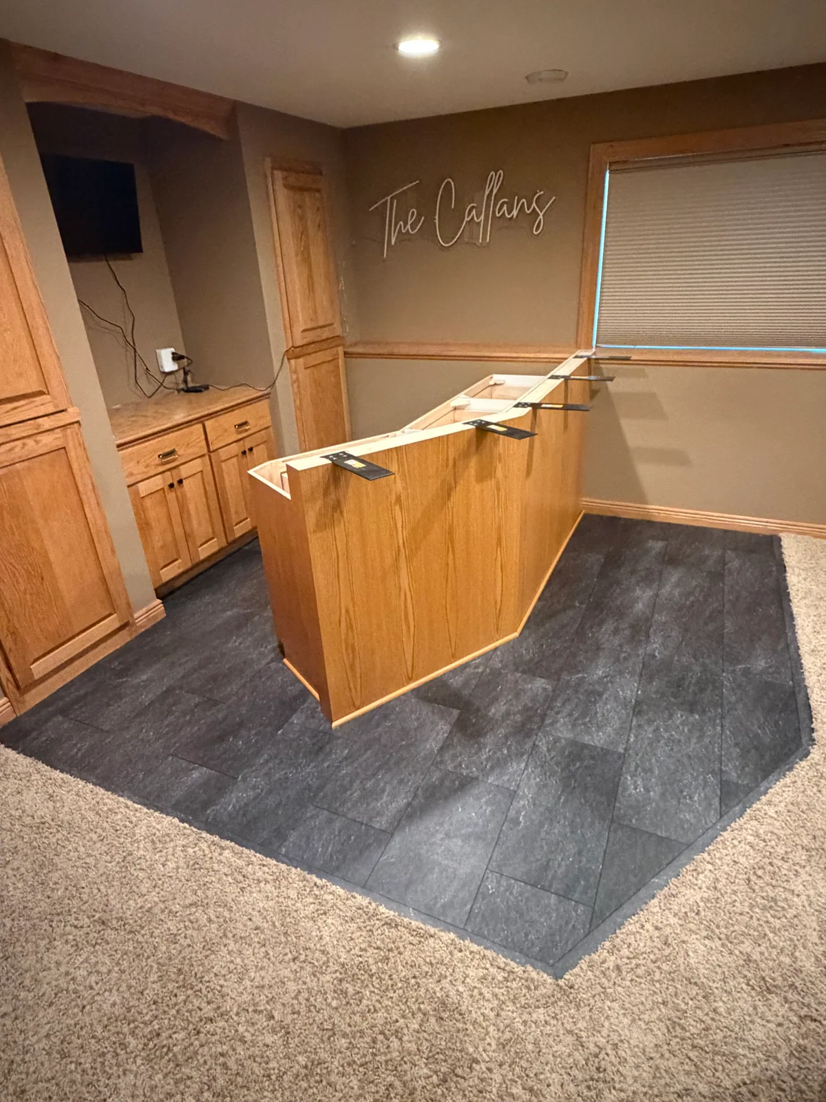 floor in the bar area after flooring installation