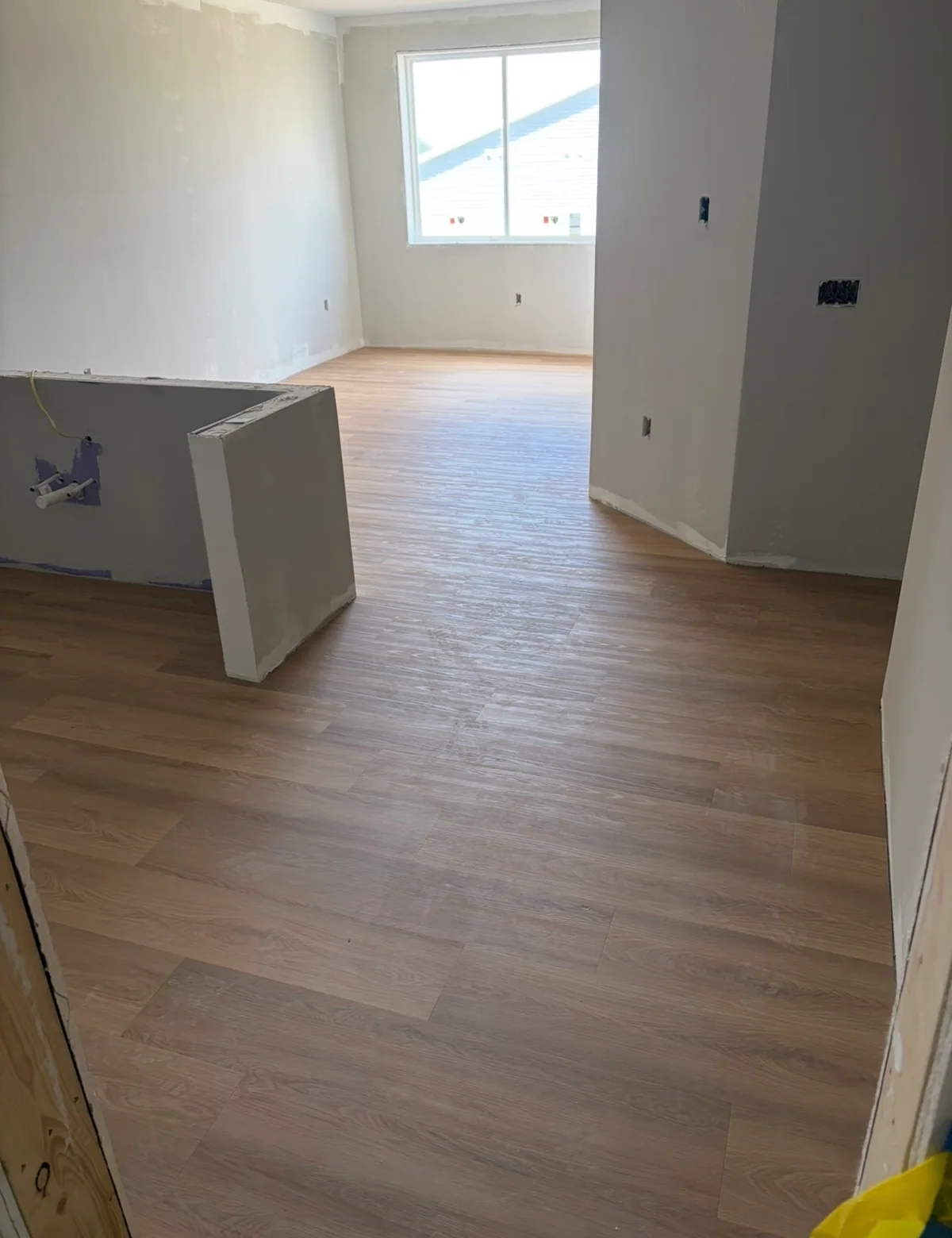 Plank flooring in the same room after installation